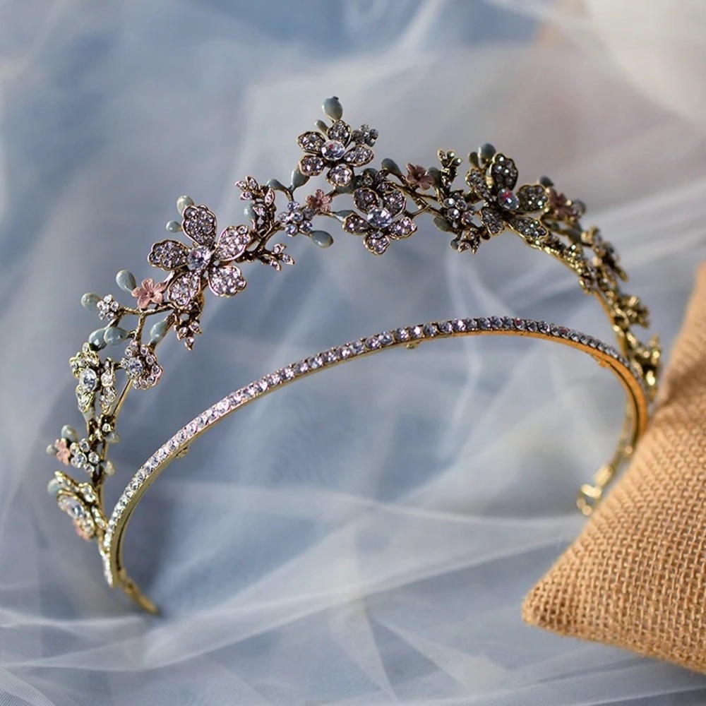The Floral Garden Baroque Rhinestones Tiara